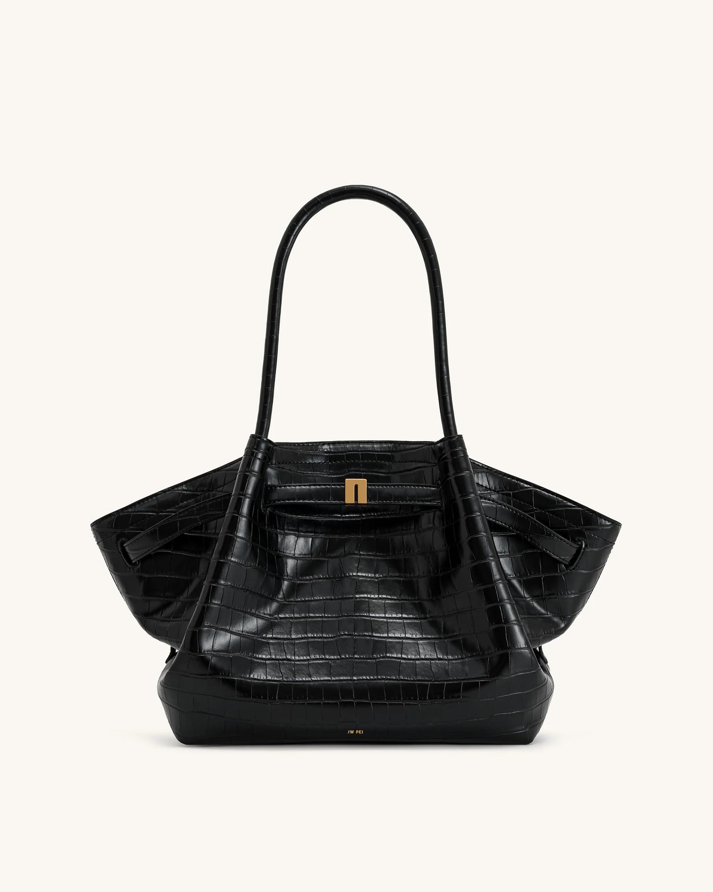 JW PEI Hana Medium Tote Bag - Black Croc